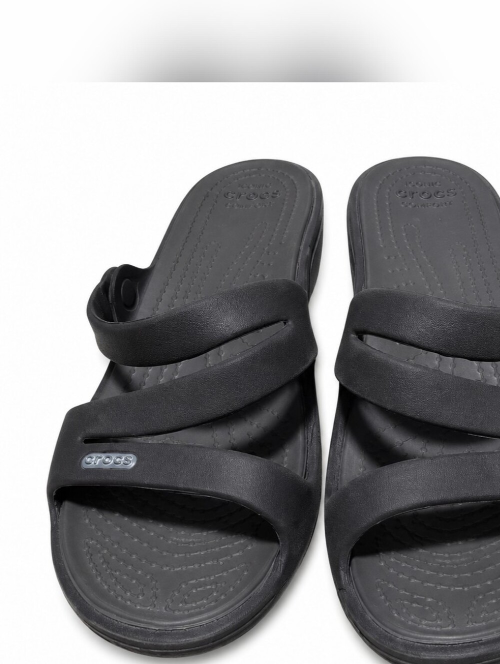 Crocs Tulum Strappy Slide Sandals Women’s Size 6 Black Comfort Casual Shoes